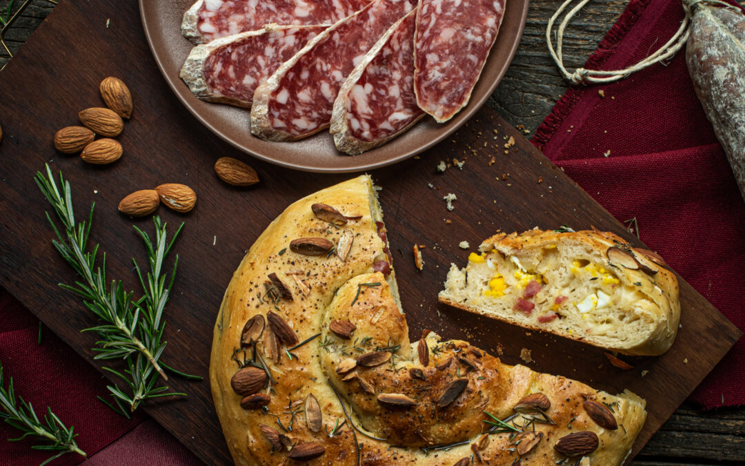 Ciambella salata con Salame Felino IGP, formaggio e mandorle