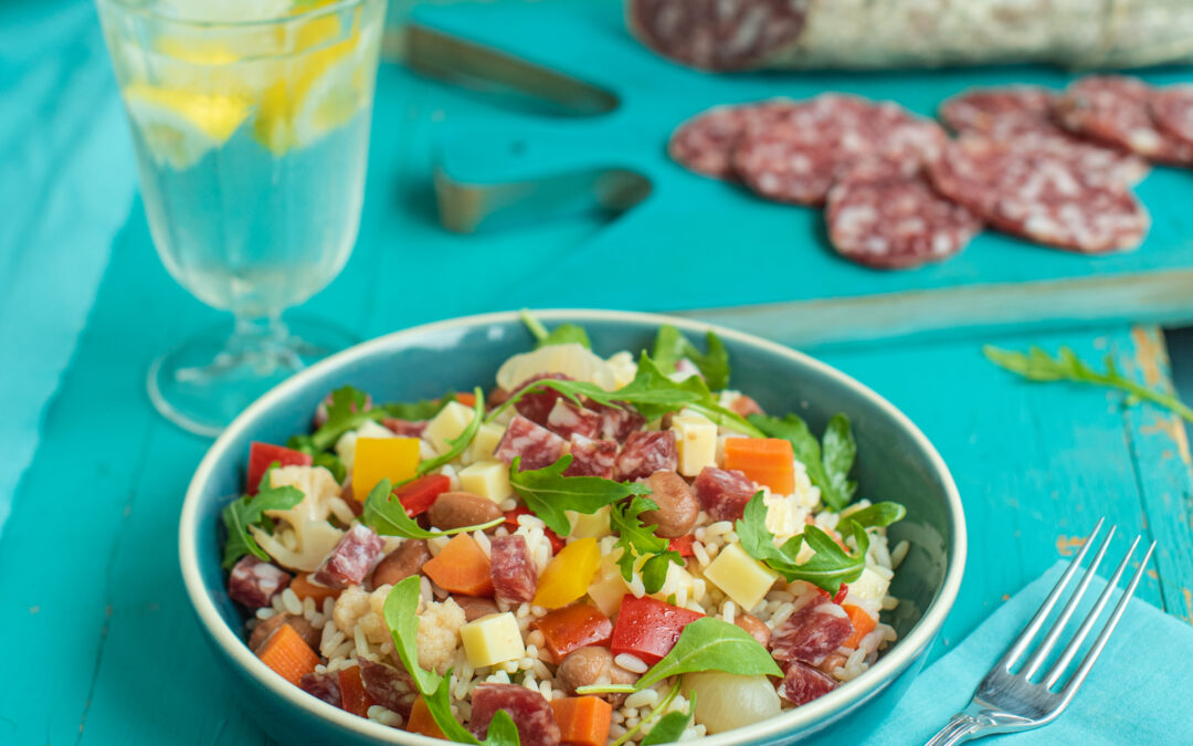 Insalata di riso, fagioli e Salame Felino IGP