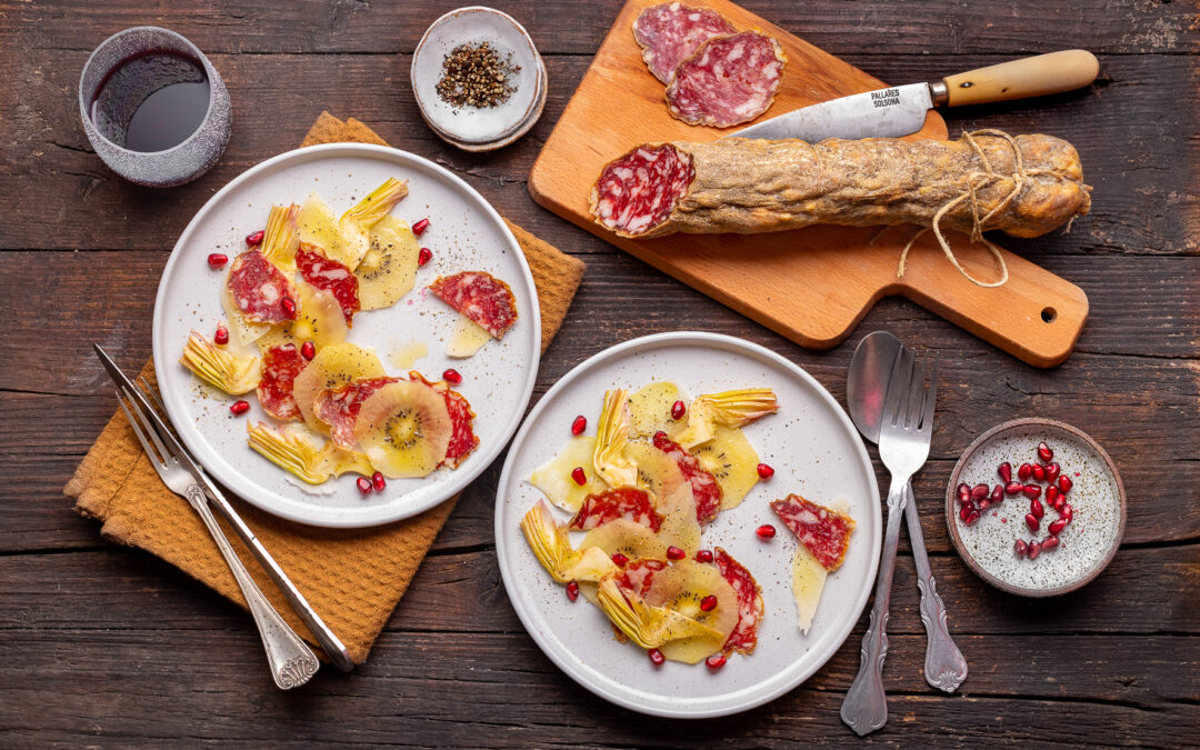 Carpaccio di carciofi e Salame Felino IGP