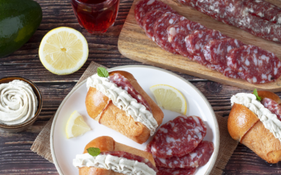 Babà salati con mousse di avocado e Salame Felino IGP